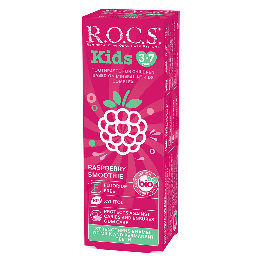 ROCS Toothpaste Kids 3-7 Years Raspberry Smoothie 45 g