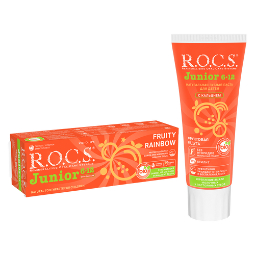 ROCS Toothpaste Junior 6-12 Years Fruity Rainbow 74 g
