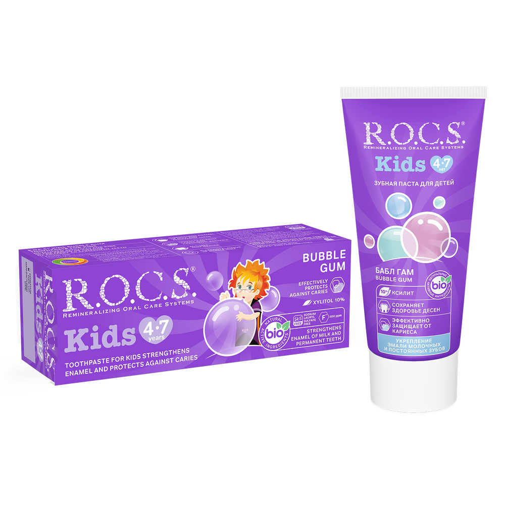 ROCS Toothpaste Kids 4-7 Years Bubble Gum 45 g