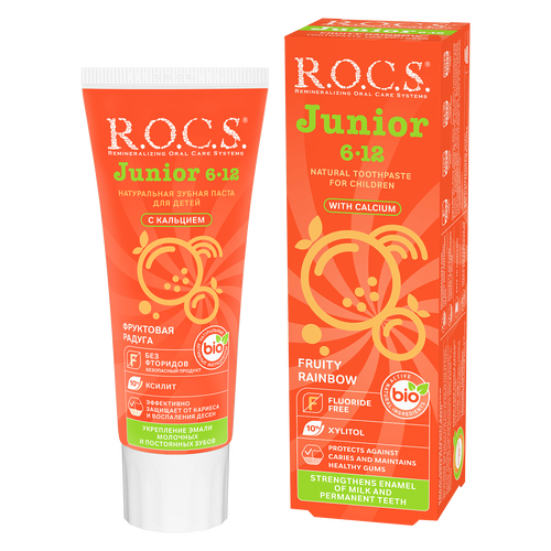 ROCS Toothpaste Junior 6-12 Years Fruity Rainbow 74 g