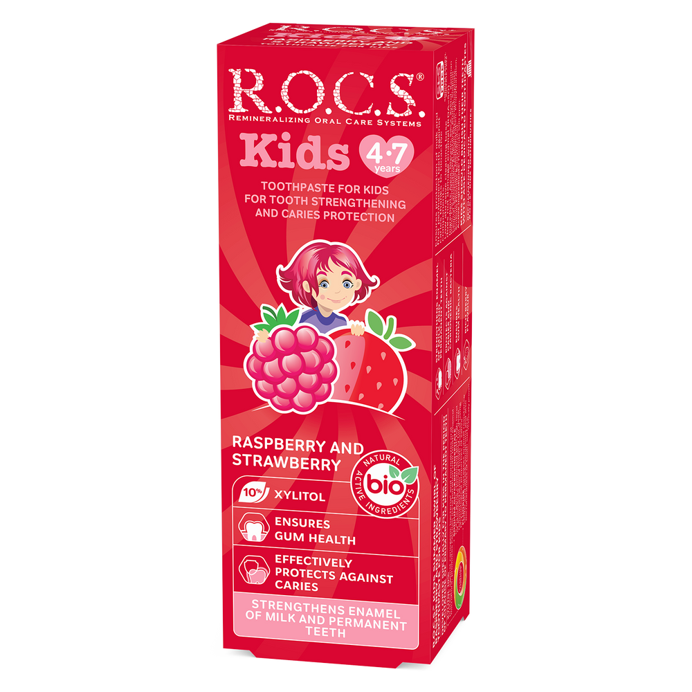 ROCS Toothpaste Kids 4-7 Years Rasperry & Strawberry 45 g