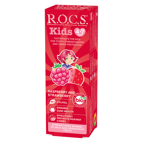 ROCS Toothpaste Kids 4-7 Years Rasperry & Strawberry 45 g