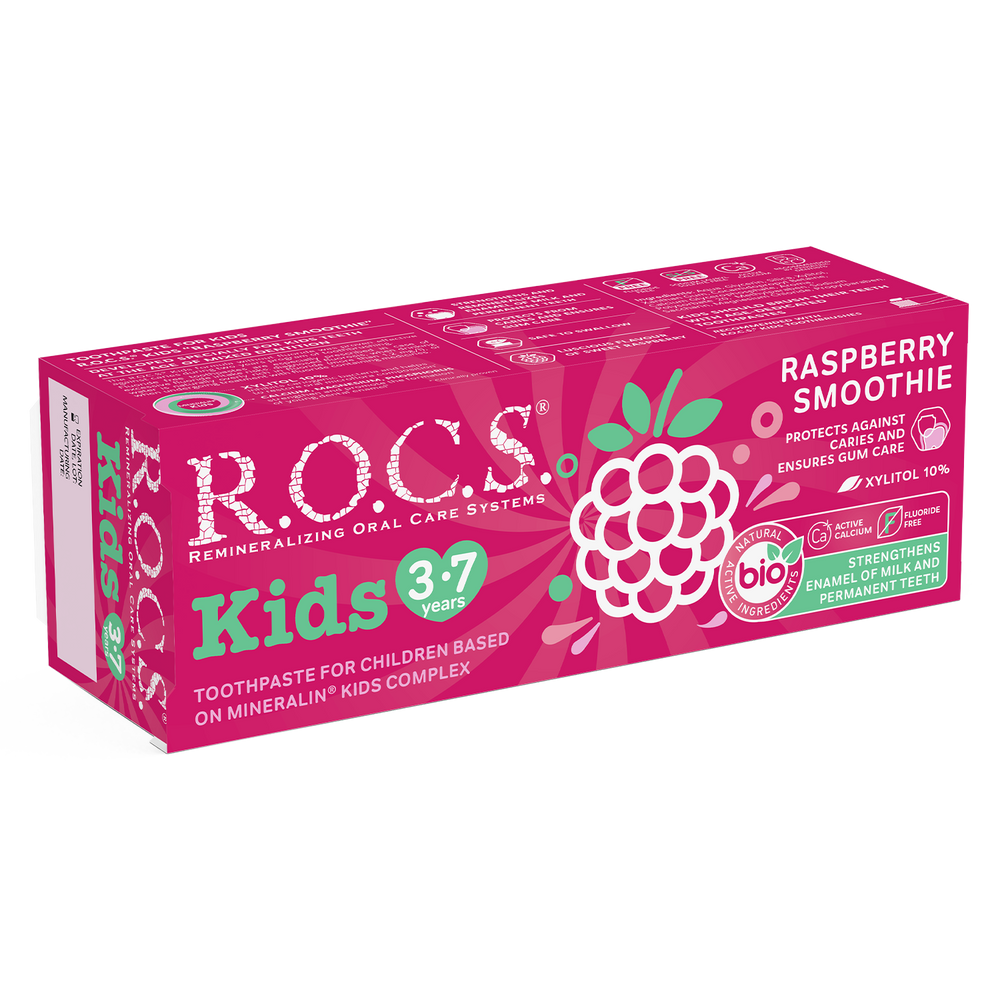 ROCS Toothpaste Kids 3-7 Years Raspberry Smoothie 45 g