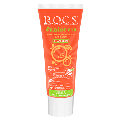 ROCS Toothpaste Junior 6-12 Years Fruity Rainbow 74 g