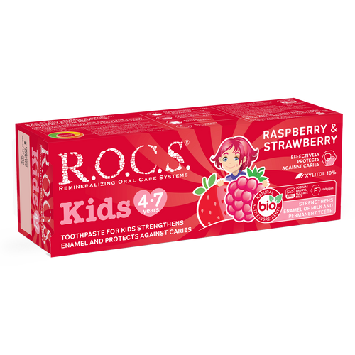 ROCS Toothpaste Kids 4-7 Years Rasperry & Strawberry 45 g