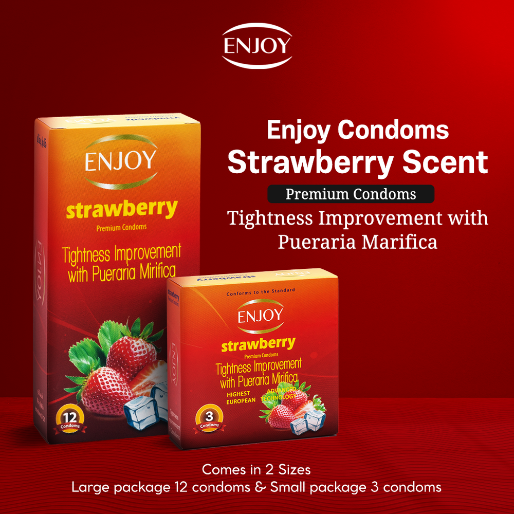 Enjoy Strawberry Premium Condoms 12 pcs