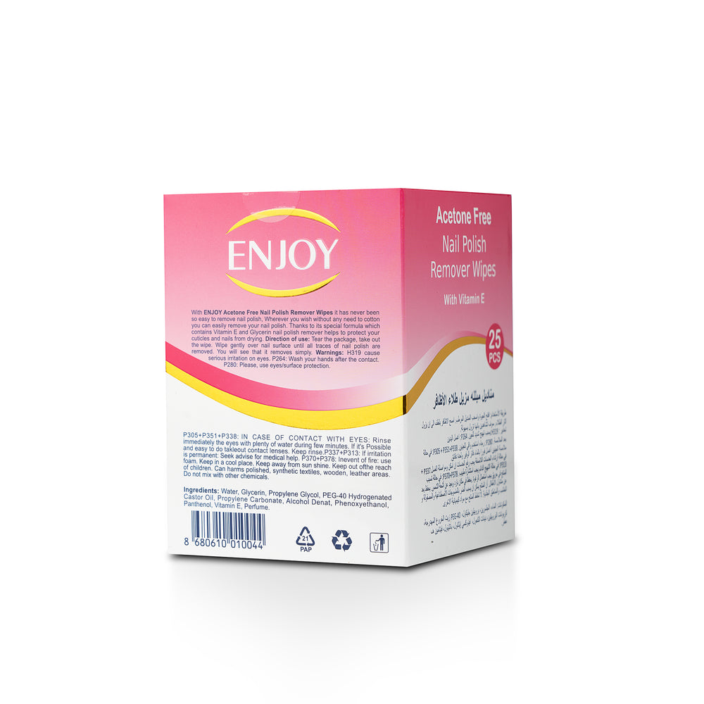 Enjoy AcetoneNail Polish Remover Wipes 25 pcs